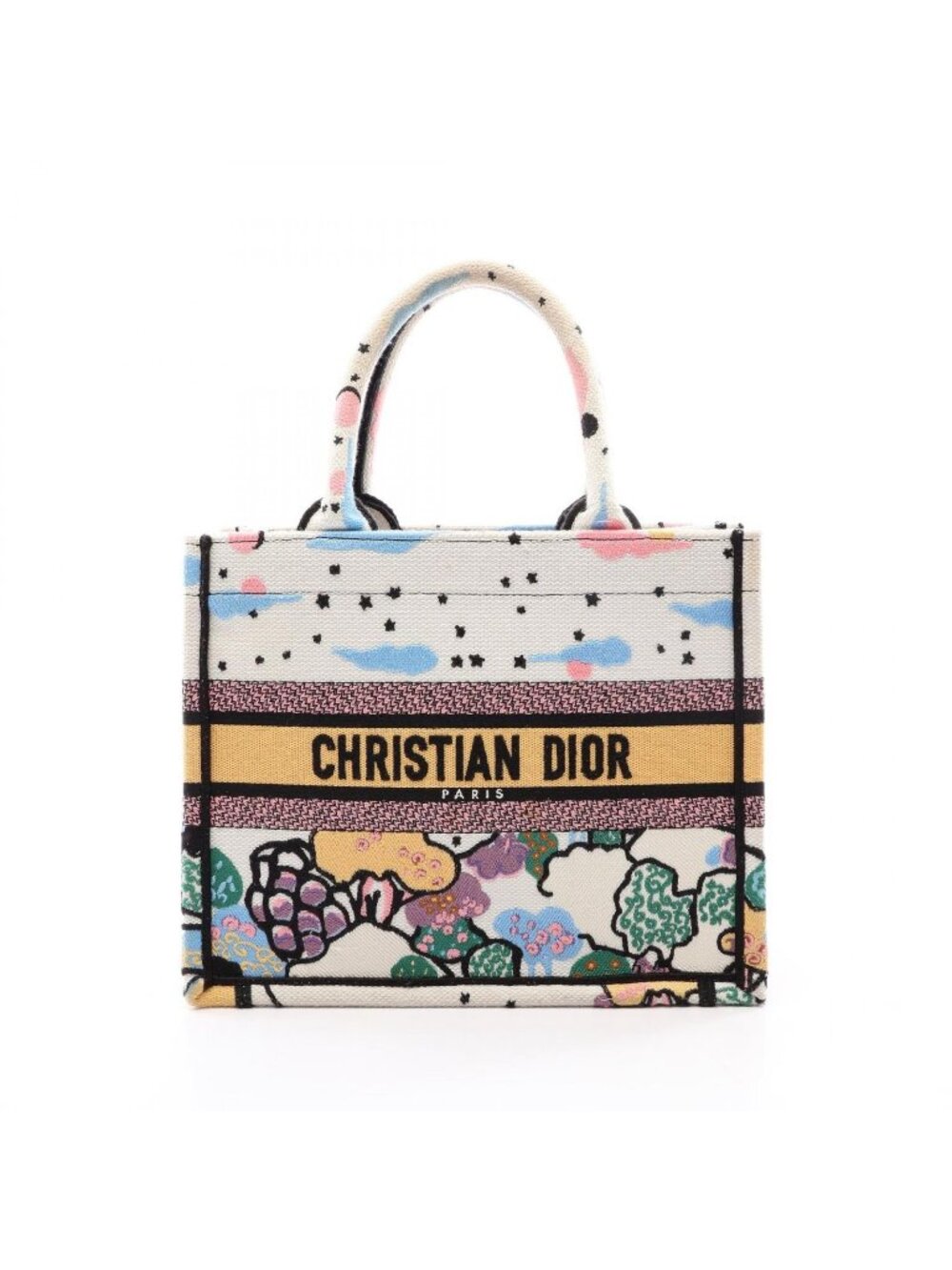 Dior Tote Bag Book Small White Black Multi Canvas